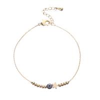 Evil Eye Jewelry Bracelet Brass with Lampwork with 1.18Inch extender chain real gold plated for woman nickel lead & cadmium free Length Approx 6.1 Inch Sold By PC