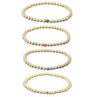 Bracelet Evil Eye bijoux, Hématite, avec chalumeau, Rond, Placage de couleur d'or, pour femme, plus de couleurs à choisir, 4mm, Longueur:Environ 6.81 pouce, Vendu par PC