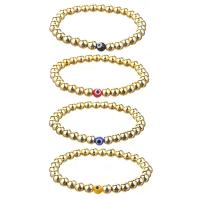 Bracelet Evil Eye bijoux, Hématite, avec chalumeau, Rond, Placage de couleur d'or, pour femme, plus de couleurs à choisir, 6mm, Longueur:Environ 6.69 pouce, Vendu par PC