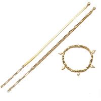 Tibetan Style Anklet, with 2.95Inch extender chain, vintage & three pieces & Unisex, golden, nickel, lead & cadmium free, Length:Approx 7.68 Inch, Approx 8.46 Inch, Approx 8.74 Inch, Approx 3PCs/Bag, Sold By Bag