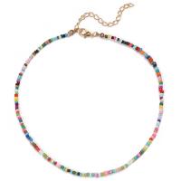 Glass Seed Beads Necklace Lampwork with Zinc Alloy with 2.95Inch extender chain gold color plated vintage & for woman Length Approx 15.75 Inch Sold By PC