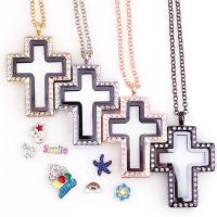 Fashion Locket Necklace Zinc Alloy with Glass Cross plated Unisex & with rhinestone nickel lead & cadmium free Length Approx 23.62 Inch Sold By PC