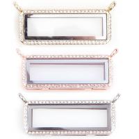 Floating Charms Pendant Zinc Alloy with Glass Rectangle plated Unisex & with rhinestone nickel lead & cadmium free Sold By PC