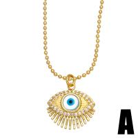 Evil Eye Jewelry Necklace, Brass, with Resin, with 1.97 extender chain, gold color plated, evil eye pattern & different styles for choice & micro pave cubic zirconia & enamel, golden, nickel, lead & cadmium free, 19x19mm, Length:17.32 Inch, Sold By PC