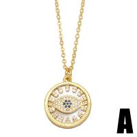 Cubic Zircon Micro Pave Brass Necklace, with Shell, with 1.97 extender chain, Round, gold color plated, different styles for choice & micro pave cubic zirconia, golden, nickel, lead & cadmium free, 21x18mm, Length:17.72 Inch, Sold By PC