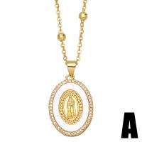Cubic Zircon Micro Pave Brass Necklace, with Shell, with 1.97 extender chain, gold color plated, different styles for choice & micro pave cubic zirconia, golden, nickel, lead & cadmium free, 25x16mm, Length:17.32 Inch, Sold By PC