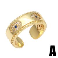 Brass Cuff Finger Ring gold color plated & micro pave cubic zirconia golden nickel lead & cadmium free 8mm 12mm Sold By PC