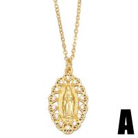 Cubic Zircon Micro Pave Brass Necklace, with 1.97 extender chain, gold color plated, different styles for choice & micro pave cubic zirconia, golden, nickel, lead & cadmium free, 22x19mm, Length:17.32 Inch, Sold By PC