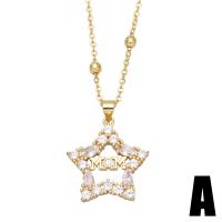 Cubic Zircon Micro Pave Brass Necklace, with 1.97 extender chain, gold color plated, different styles for choice & micro pave cubic zirconia, golden, nickel, lead & cadmium free, 29x22mm, Length:17.32 Inch, Sold By PC