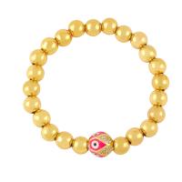 Cubic Zirconia Micro Pave Brass Bracelet Round gold color plated evil eye pattern & micro pave cubic zirconia & enamel nickel lead & cadmium free Length 7.09 Inch Sold By PC