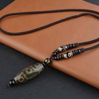 Tibetanska agat Halsband, med Bomull Cord, handgjord, Unisex & olika stilar för val, fler färger för val, 15x40mm, Längd 26.77 inch, Säljs av PC