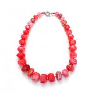 Agate Necklace with Polyester & Zinc Alloy silver color plated Unisex Length 50-52 cm Sold By PC