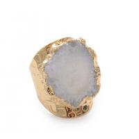 Agate Finger Ring Brass with Agate gold color plated Unisex nickel lead & cadmium free 25-30mm Sold By PC
