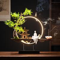 Backflow Incense Burner, Porcelain, handmade, for home and office & durable & with LED light & multifunctional & different styles for choice, 397x100x366mm, Sold By PC