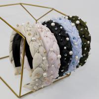 Hair Bands, Cloth, handmade, for woman & with rhinestone, more colors for choice, 150x35mm, Sold By PC