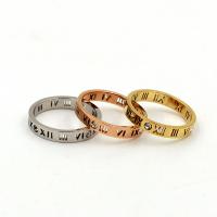 Titantium Steel finger ring, Titan Stål, plated, med romerska nummer & olika storlek för val & för kvinna & med strass, fler färger för val, Storlek:5-9, Säljs av PC