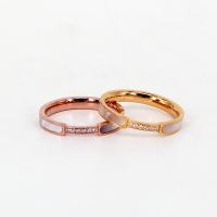 Ring Finger Titantium stali, ze Muszla, Powlekane, różnej wielkości do wyboru & dla kobiety & z kamieniem, dostępnych więcej kolorów, rozmiar:5-9, sprzedane przez PC