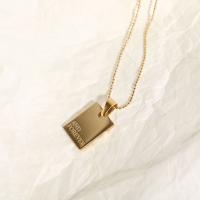 Titanium Steel Necklace, with 1.96inch extender chain, Rectangle, gold color plated, different styles for choice & for woman, 18x14mm, Length:Approx 15.3 Inch, Sold By PC