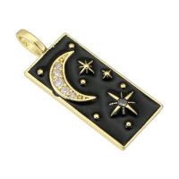 Cubic Zirconia Micro Pave Brass Pendant Rectangle gold color plated micro pave cubic zirconia & enamel Approx 2mm Sold By PC