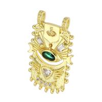 Cubic Zirconia Micro Pave Brass Pendant gold color plated micro pave cubic zirconia & double-hole Approx 1mm Sold By PC