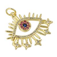 Cubic Zirconia Micro Pave Brass Pendant, Eye, gold color plated, micro pave cubic zirconia & hollow, 27x26x2mm, Hole:Approx 5mm, Sold By PC