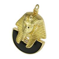 Cubic Zirconia Micro Pave Brass Pendant, Sphinx, gold color plated, micro pave cubic zirconia & enamel, 23x31x10mm, Hole:Approx 3.5mm, Sold By PC