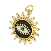 Cubic Zirconia Micro Pave Brass Pendant, Sun, gold color plated, micro pave cubic zirconia & enamel, 16x24x2mm, Hole:Approx 3mm, Sold By PC