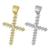 Cubic Zirconia Micro Pave Brass Pendant, Cross, plated, micro pave cubic zirconia, more colors for choice, 15x22x3mm, Hole:Approx 3mm, Sold By PC
