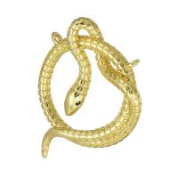 Connecteur de bijoux en laiton, serpent, Placage de couleur d'or, creux, 20x25x3mm, Trou:Environ 1mm, Vendu par PC