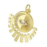 Cubic Zirconia Micro Pave Brass Pendant, gold color plated, micro pave cubic zirconia, 18x22x1mm, Hole:Approx 3mm, Sold By PC