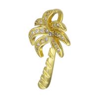 Cubic Zirconia Micro Pave Brass Pendant, Palm Tree, gold color plated, micro pave cubic zirconia, 12x22x5mm, Hole:Approx 2mm, Sold By PC
