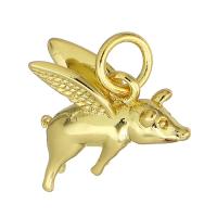 Bijoux pendentifs en laiton, cochon, Placage de couleur d'or, 14x12x7mm, Trou:Environ 3mm, Vendu par PC