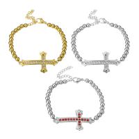 Stainless Steel Jewelry Bracelet, Cross, plated, Unisex & micro pave cubic zirconia, more colors for choice, 40*23mm,4.5mm, Length:Approx 8.5 Inch, Sold By PC