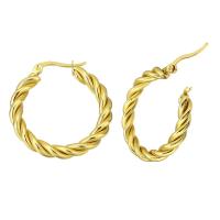 Stainless Steel Hoop Earring, gold color plated, for woman, 4*32mm, Sold By Pair