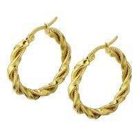 Stainless Steel Hoop Earring, gold color plated, for woman, 4*35mm, Sold By Pair