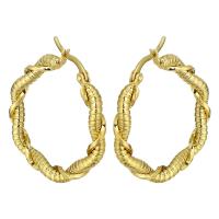 Stainless Steel Hoop Earring, gold color plated, for woman, 5*36mm, Sold By Pair