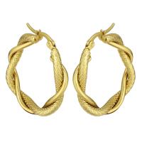 Stainless Steel Hoop Earring, gold color plated, for woman, 5*32mm, Sold By Pair