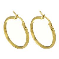 Stainless Steel Hoop Earring gold color plated for woman 29*32mm Sold By Pair