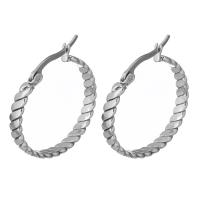 Stainless Steel Hoop Earring, for woman, original color, 3*29mm, Sold By Pair
