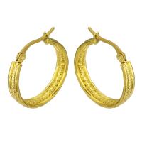 Stainless Steel Hoop Earring gold color plated for woman 5*27mm Sold By Pair