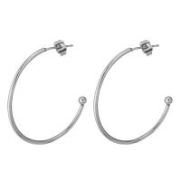 Stainless Steel Hoop Earring, for woman, original color, 32x32mm, Sold By Pair