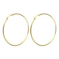 Mens Stainless Steel Hoop Earring, guldfarve belagt, for kvinde, 79x28mm, Solgt af par