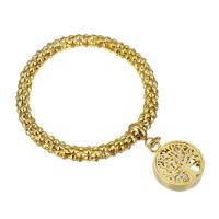 Bijoux bracelet en acier inoxydable, Arbre de vie, Placage de couleur d'or, pour femme, 19*24mm,6mm, Longueur:Environ 6 pouce, Vendu par PC