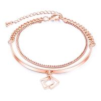 Brass Bracelet & Bangle with 1.57inch extender chain rose gold color plated Double Layer & for woman nickel lead & cadmium free Length Approx 6.3 Inch Sold By PC