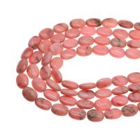 Natural Marble Beads, Dyed Marble, Flat Oval, imitation argentina rhodochrosite & DIY, pink, 17x13x7mm, Sold Per 38 cm Strand