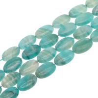 Perles en marbre naturel, marbre teint, ovale plat, DIY, bleu, 25x18x9mm, Vendu par 38 cm brin