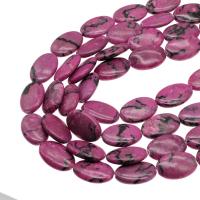 Perles en marbre naturel, marbre teint, ovale plat, DIY, violet, 30x20x8mm, Vendu par 38 cm brin