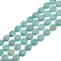 Perles en marbre naturel, marbre teint, Plat rond, DIY, bleu, 18x14x14mm, Vendu par 38 cm brin