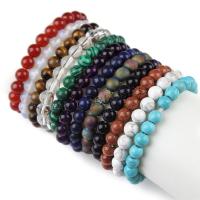 Bracelets de pierres précieuses, pierre gemme, Rond, bijoux de mode & différents matériaux pour le choix & unisexe, plus de couleurs à choisir, 6mm, Longueur 7.5 pouce, Vendu par PC