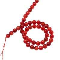 Perles en corail naturel, Rond, DIY, rouge, 5x5x5mm, Vendu par 38 cm brin